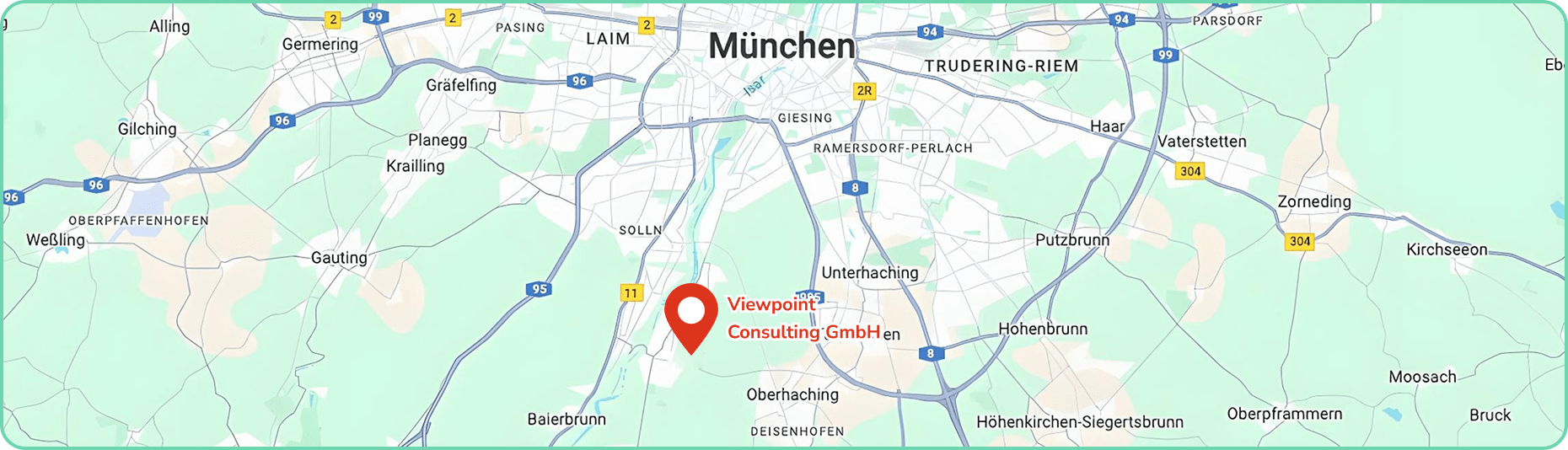 Karte mit Standortmarkierung von Viewpoint Consulting GmbH in Grünwald bei München
