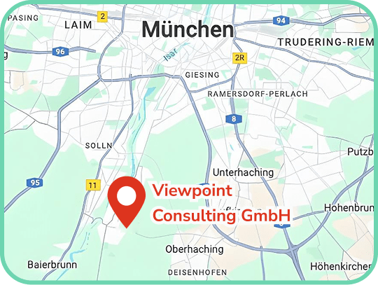 Karte mit Standortmarkierung von Viewpoint Consulting GmbH in Grünwald bei München