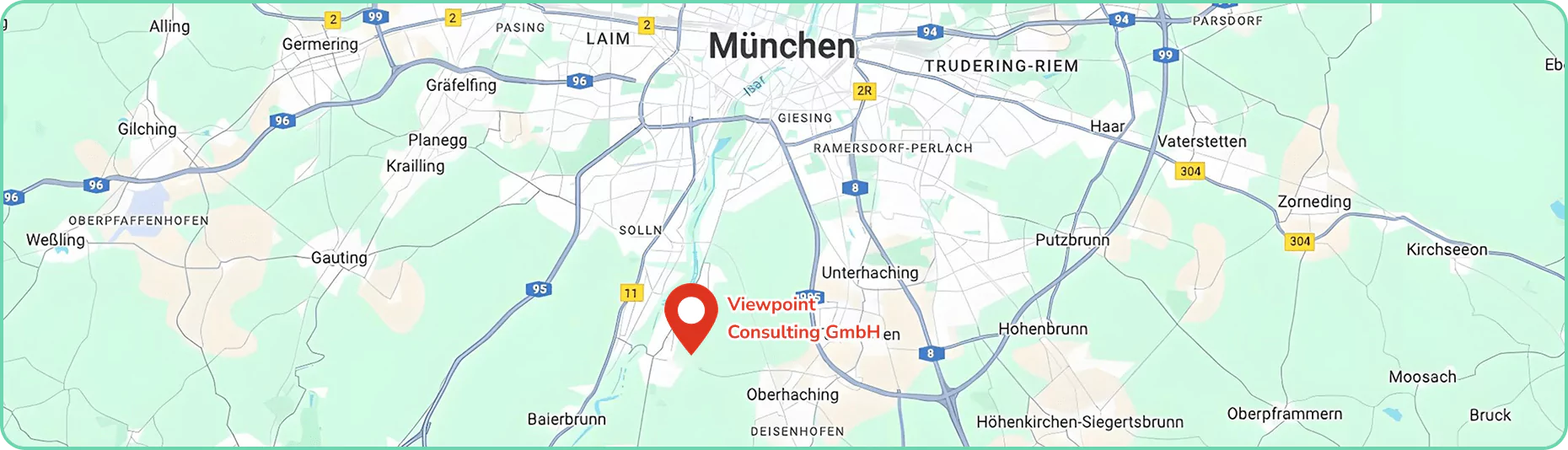 Karte mit Standortmarkierung von Viewpoint Consulting GmbH in Grünwald bei München