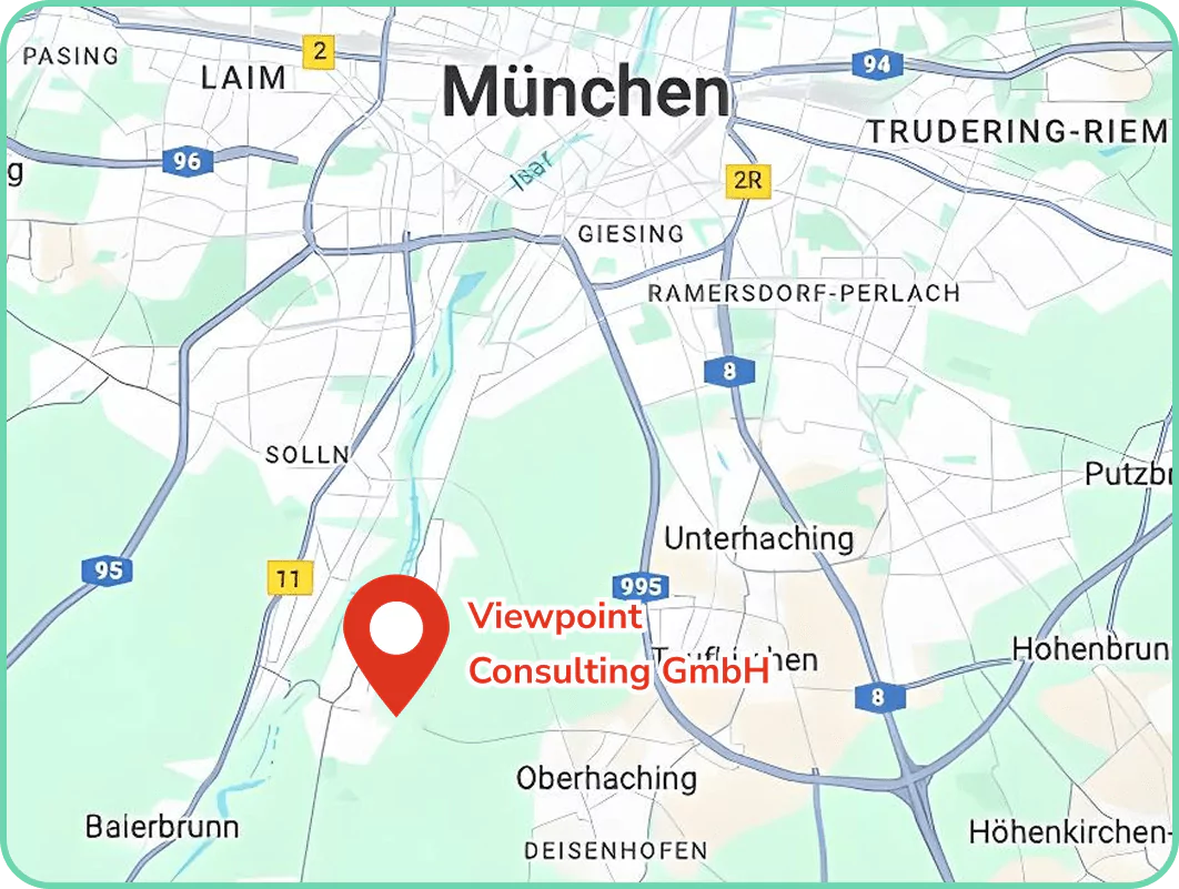 Karte mit Standortmarkierung von Viewpoint Consulting GmbH in Grünwald bei München