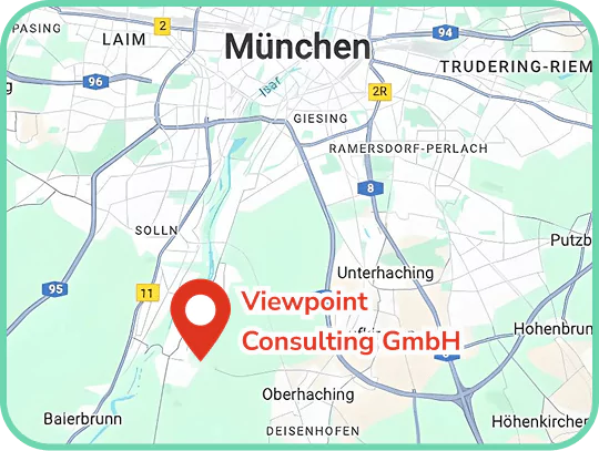 Karte mit Standortmarkierung von Viewpoint Consulting GmbH in Grünwald bei München
